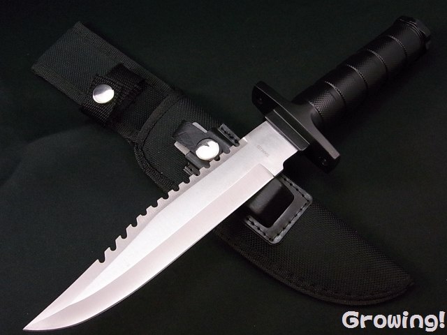 ナイフショップ グローイング 大型サバイバルナイフ ブラック エマージェンシーキット 磁石 シルバーブレード